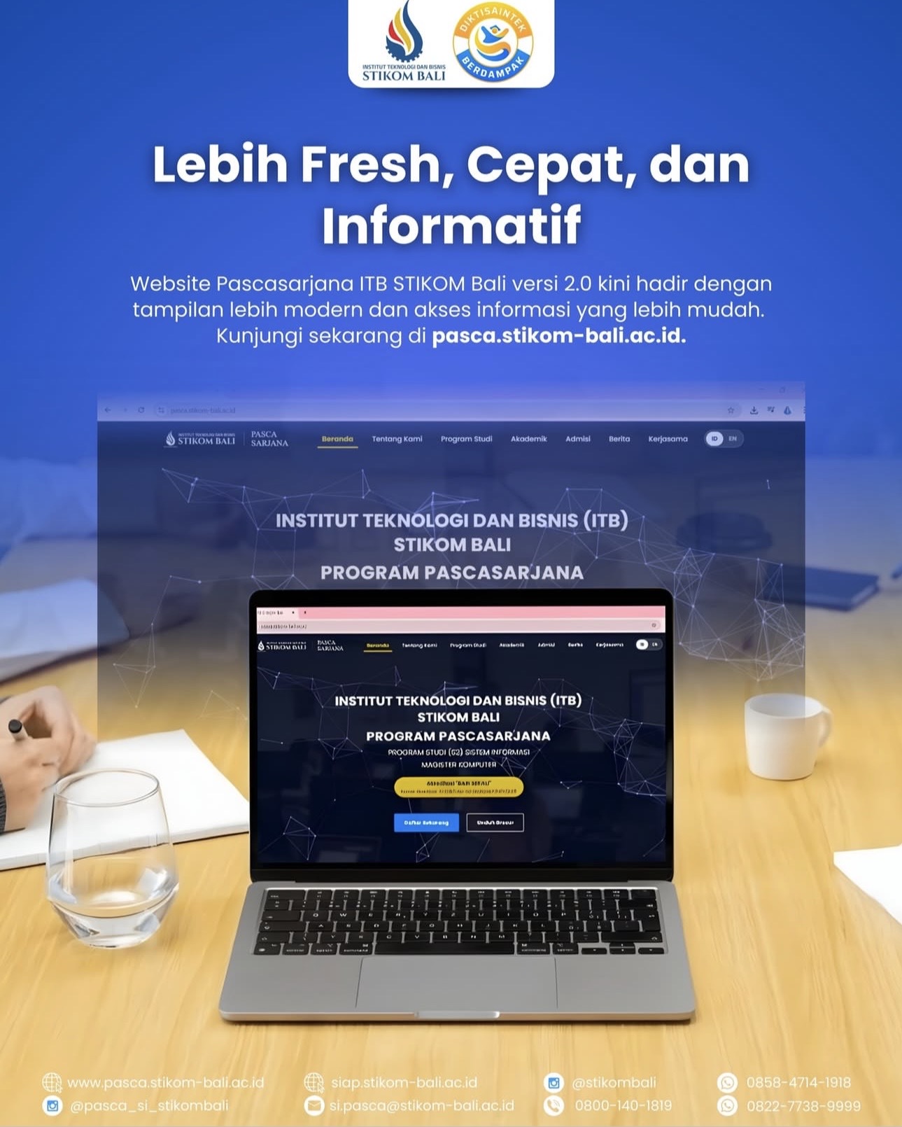 Lebih Fresh, Cepat, dan Informatif Website Pascasarjana ITB STIKOM Bali Versi 2.0