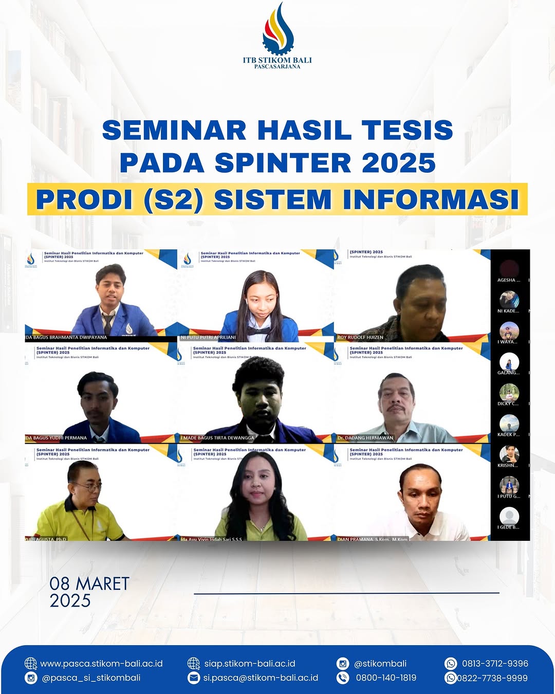 Seminar Hasil Tesis Pada Spinter 2025, Prodi (S2) Sistem Informasi