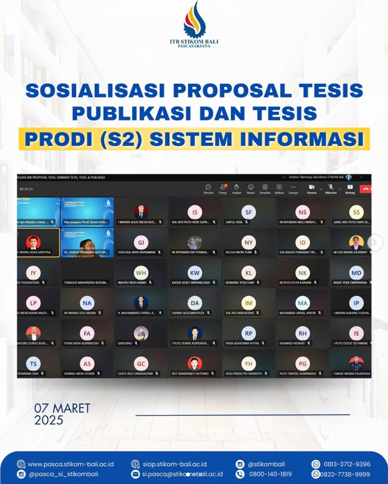  Sosialisasi Proposal Tesis, Publikasi, dan Tesis Prodi S2 Sistem Informasi
