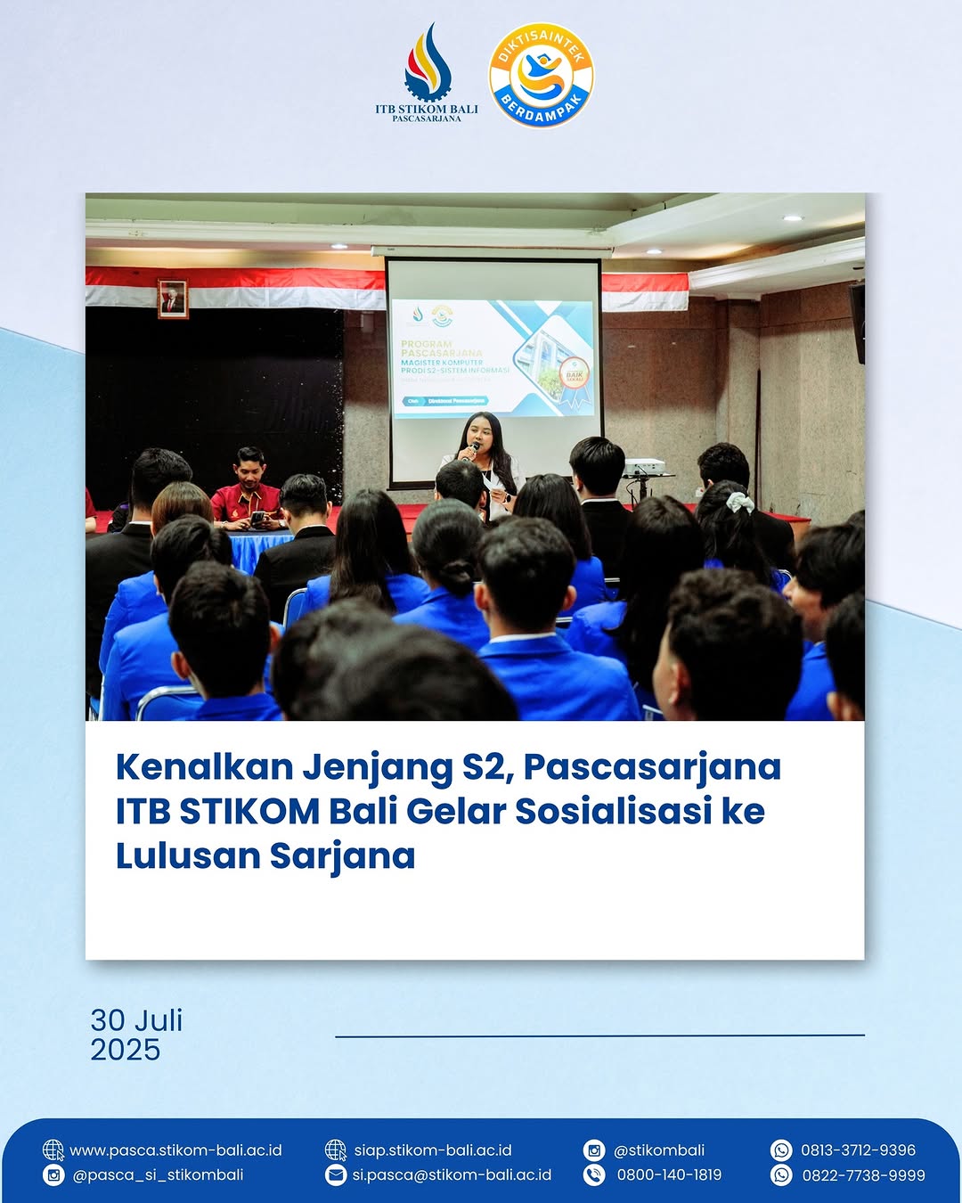  Kenalkan Jenjang S2, Pascasarjana ITB STIKOM Bali Gelar Sosialisasi ke Lulusan Sarjana