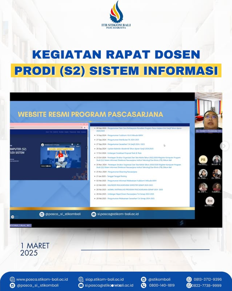 Kegiatan Rapat Dosen Prodi S2 Sistem Informasi