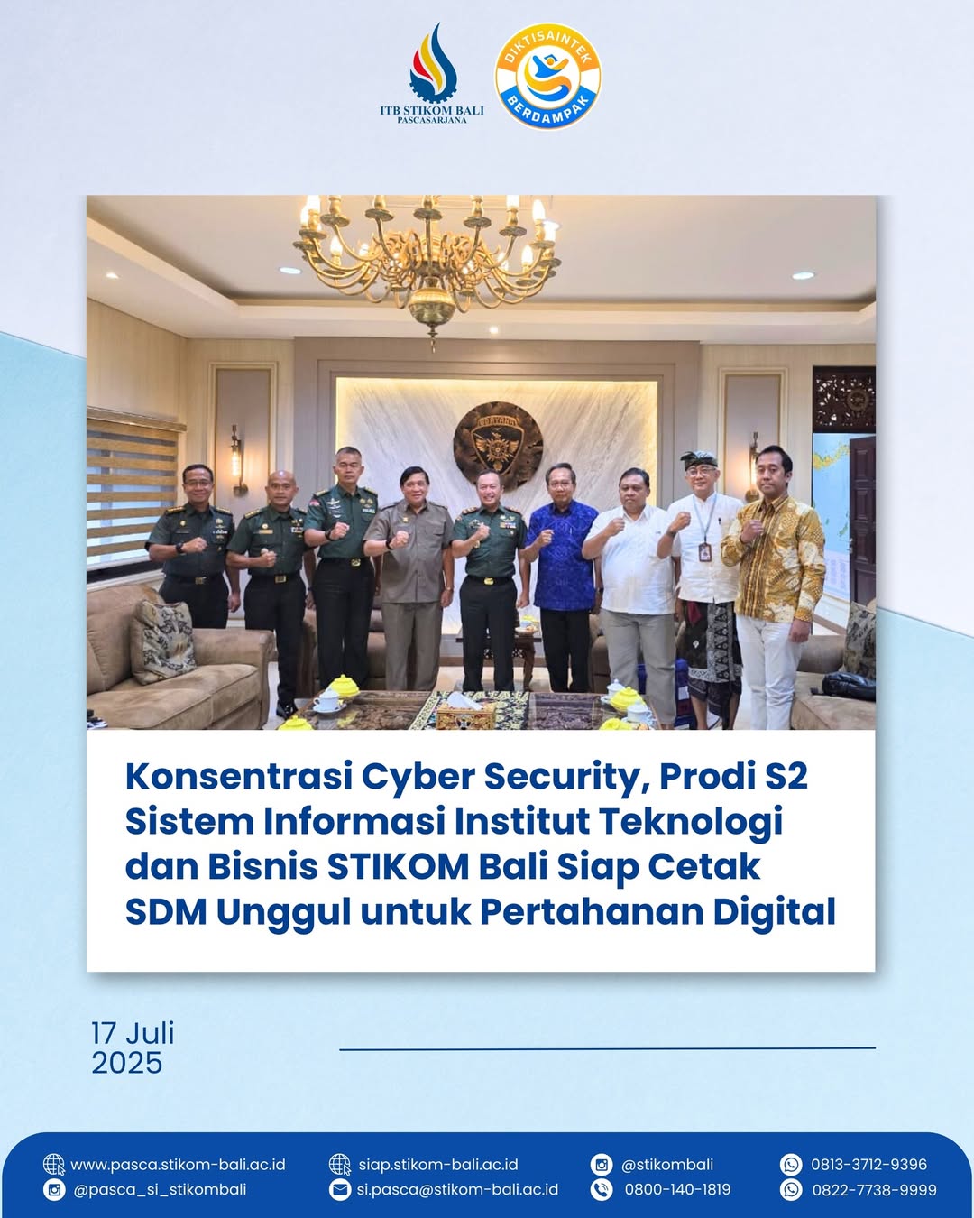 ITB STIKOM Bali menjalin sinergi dengan Kodam IX/Udayana untuk memperkuat ketahanan nasional melalui kerja sama di bidang keamanan siber dan teknologi informasi👏✨