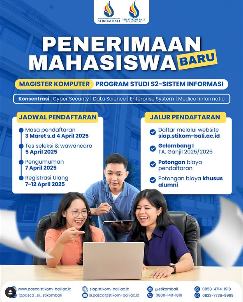Penerimaan Mahasiswa Baru, TA Ganjil 2025/2026 - Magister Komputer S2 Sistem Informasi