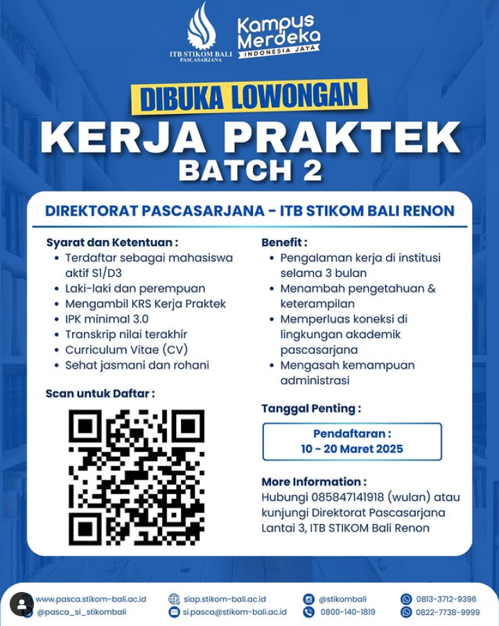  Lowongan Kerja Praktek Batch 2 Direktorat Pascasarjana